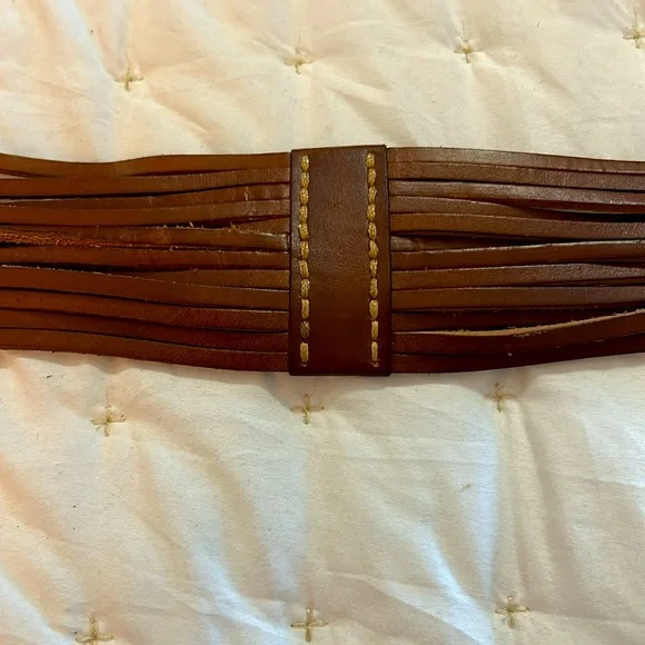 J.Crew double buckle belt Vintage J. Crew Women's S Wide Belt Brown Leather med - Picture 8 of 10